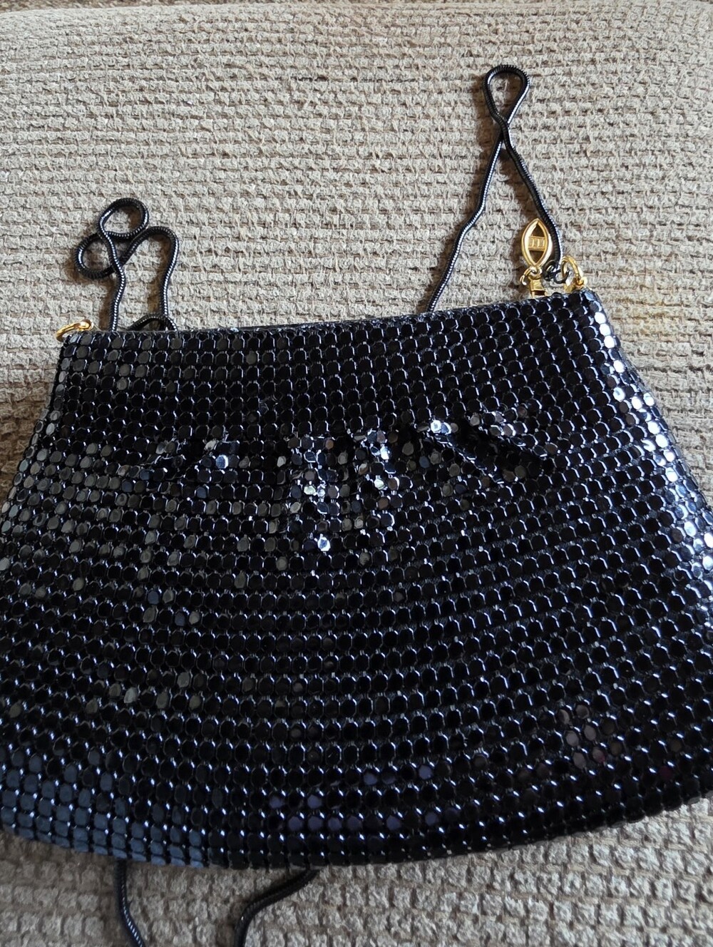 Warren Reed Black Mesh Evening Bag, Shoulder Bag Vintage 1960's